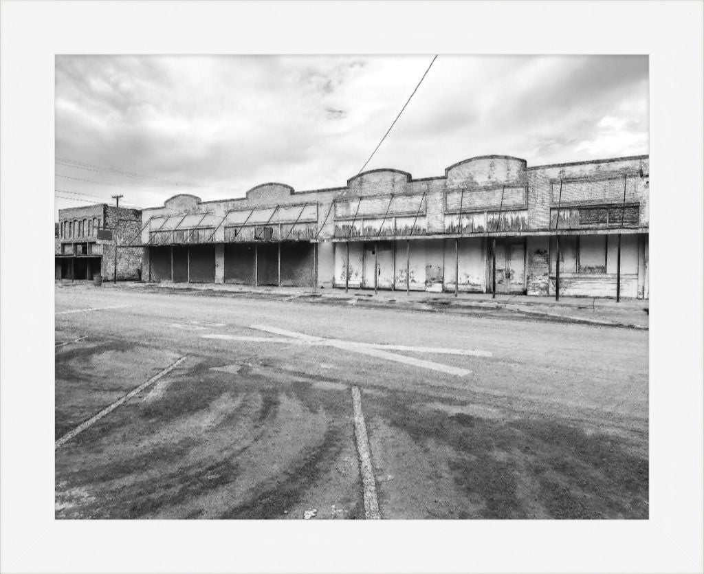Old Sad Songs Photography - Main Street, Lometa, Texas in Contemporary White Frame