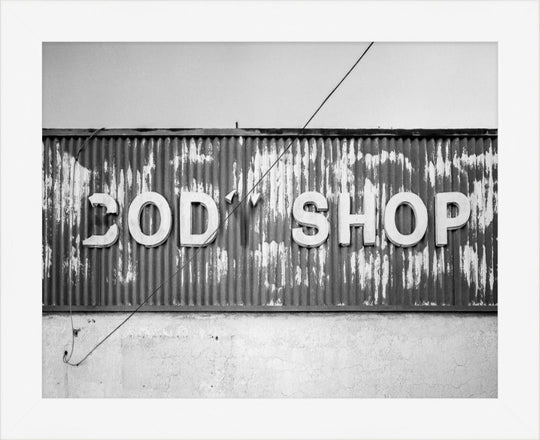 Old Sad Songs Photography - Ford-Merc Body Shop in Contemporary White Frame