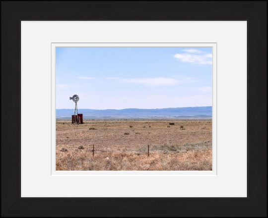 Old Sad Songs Photography - The Windmill And The Sierra Vieja in Classic Black Frame