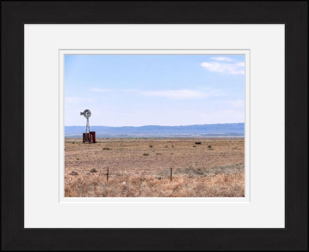 Old Sad Songs Photography - The Windmill And The Sierra Vieja in Classic Black Frame