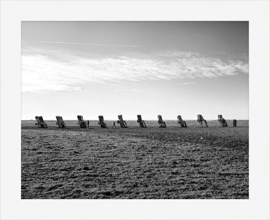 Old Sad Songs Photography - Cadillacs On The Horizon in Contemporary White Frame