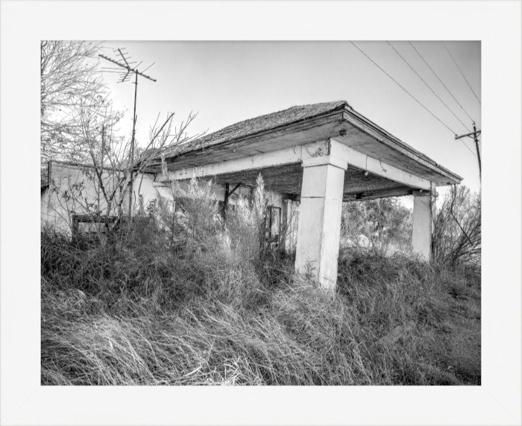 Old Sad Songs Photography - Papalote Service Station, Again in Contemporary White Frame