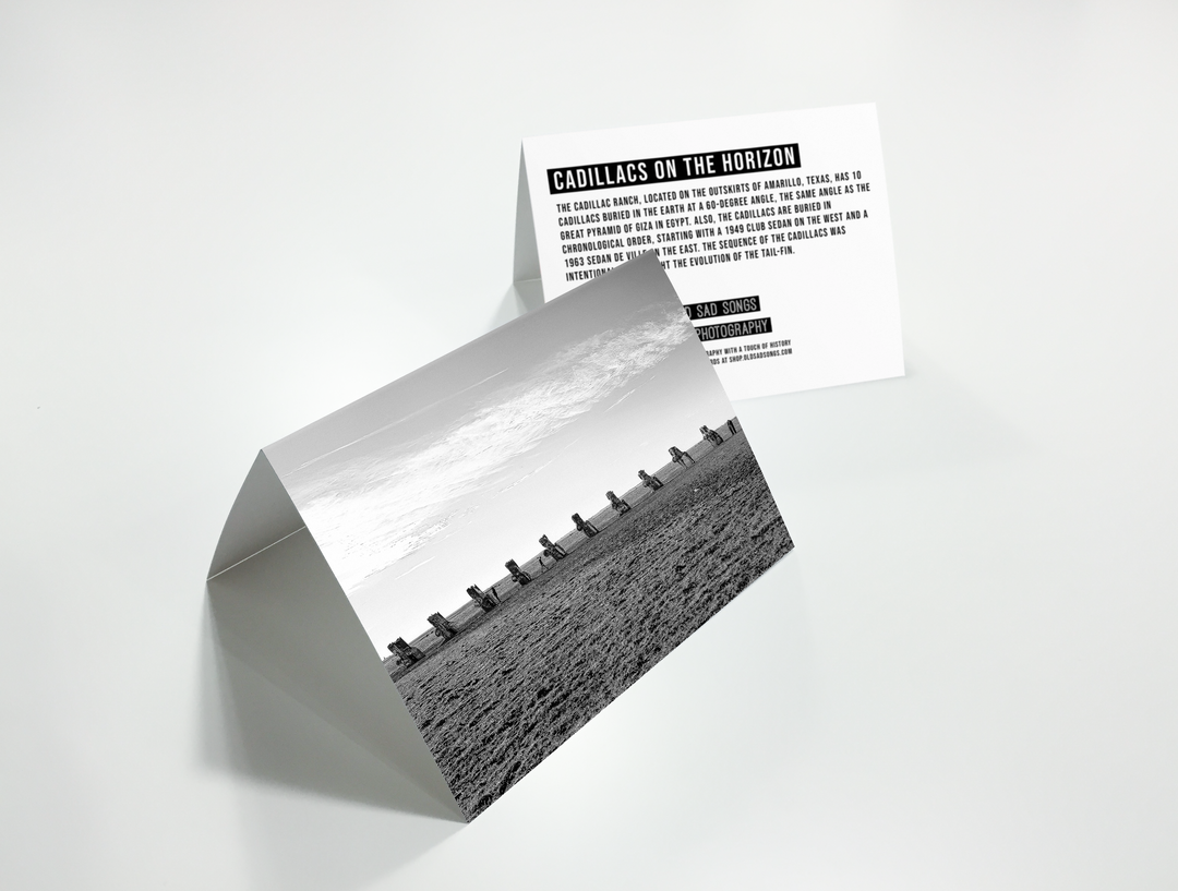 Cadillacs On The Horizon Folded Cards - Front and Back