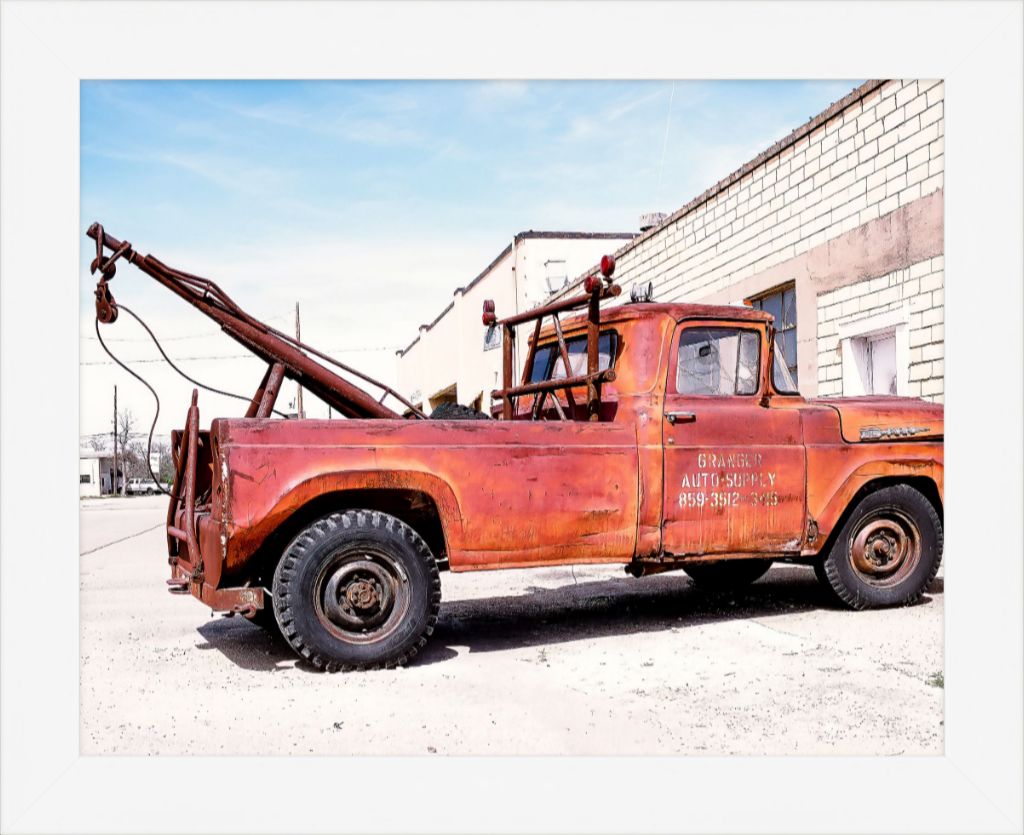 Old Sad Songs Photography - Granger Auto Supply in Contemporary White Frame