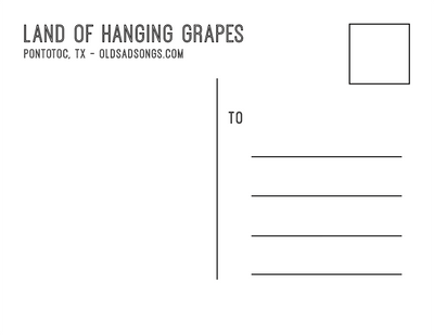 Land Of Hanging Grapes Postcard | Pontotoc, Texas